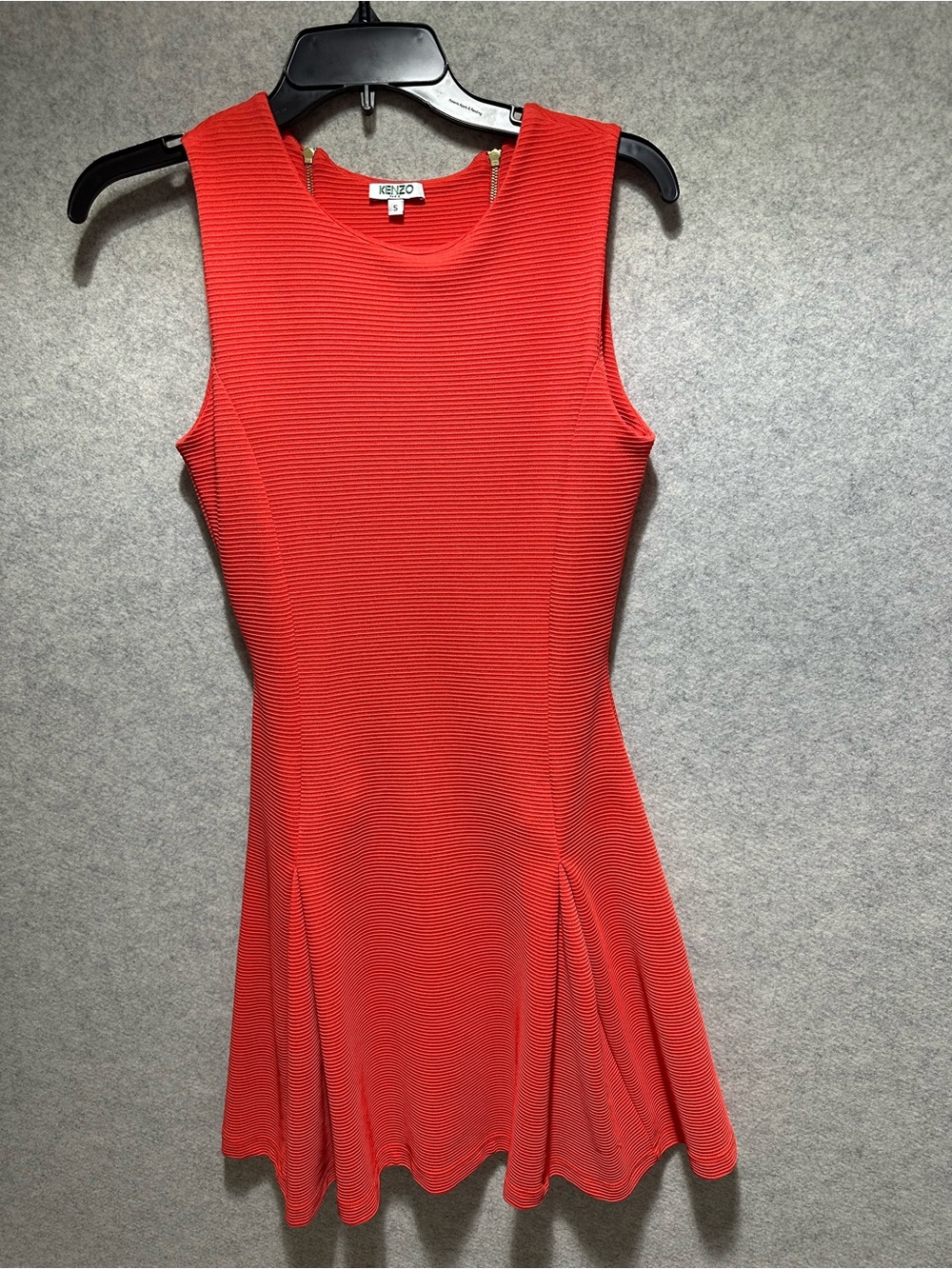 Kenzo Sleeveless Ribbed Mini Dress in Deep Orange